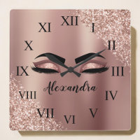 Rose Gold Blush Pink Monogram Glitter Eyelashes