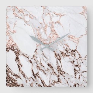 Horloge Carrée Rose Gold Métallique Cuivre Pierre minimale