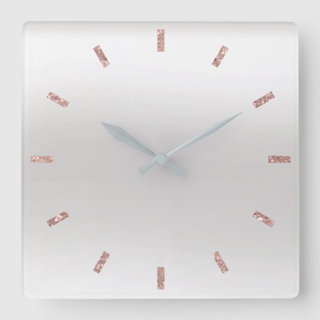 Horloge Carrée Rose gris argent rose pâle Ombre Parties scintilla (Recto)