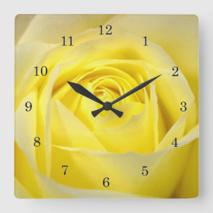 Horloge Carrée Rose jaune
