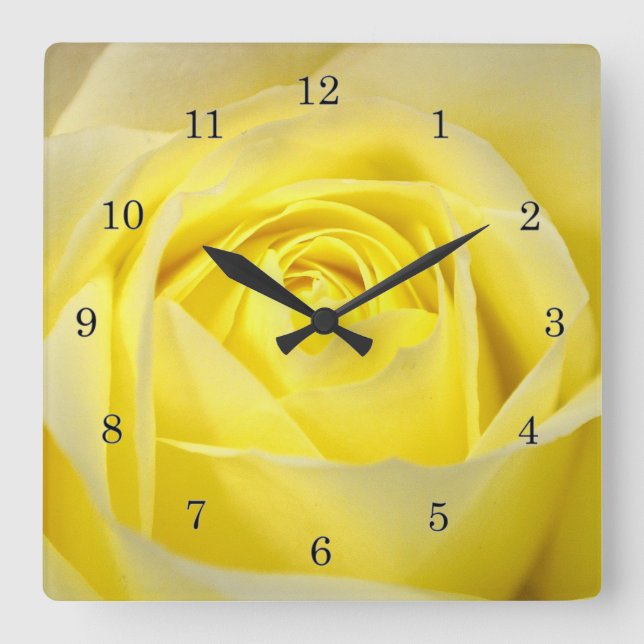 Horloge Carrée Rose jaune (Recto)