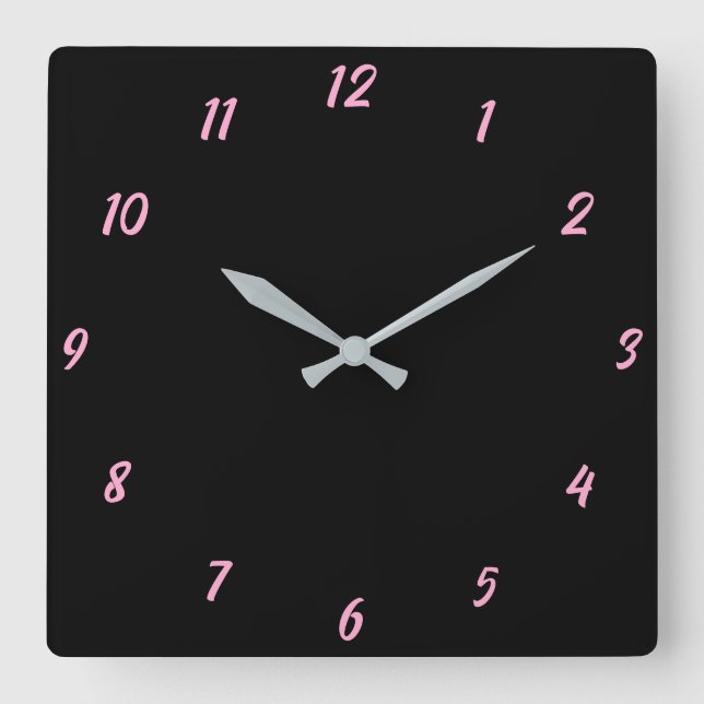 Horloge Carrée Rose Noir Classy Élégant Couleur Personnalisée Cut (Recto)