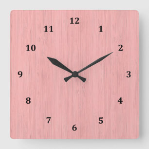 Horloge Carrée Rose Quartz Bamboo Bois Grain Look