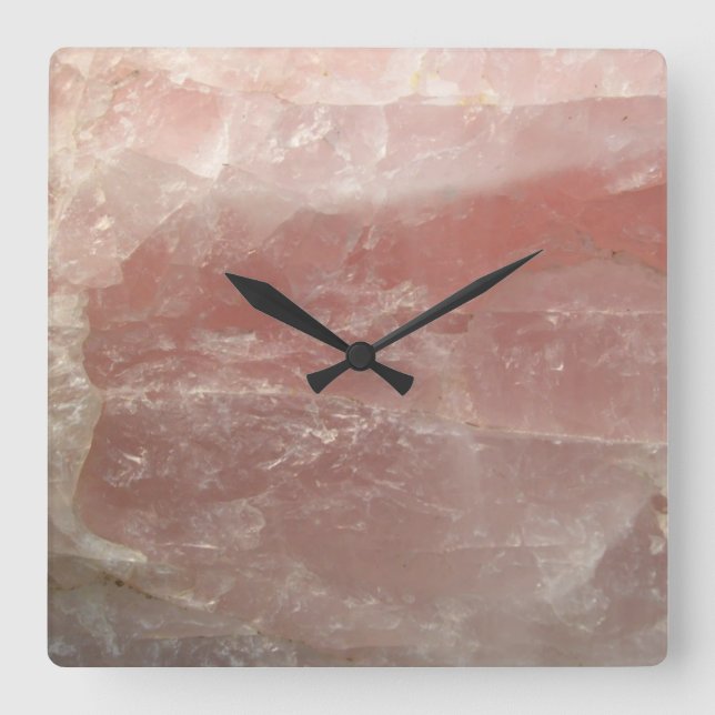 Horloge Carrée Rose Quartz pierre de pierre de pierre photo (Recto)