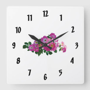 Horloge Carrée Rose rose Rambler