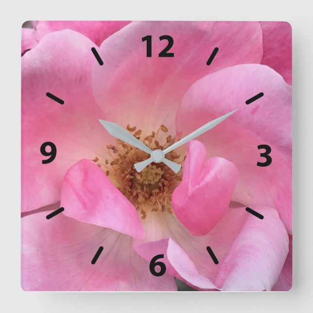 Horloge Carrée Rose rose rose (Recto)