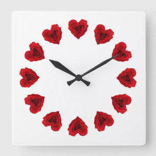 Horloge Carrée Rose rouge