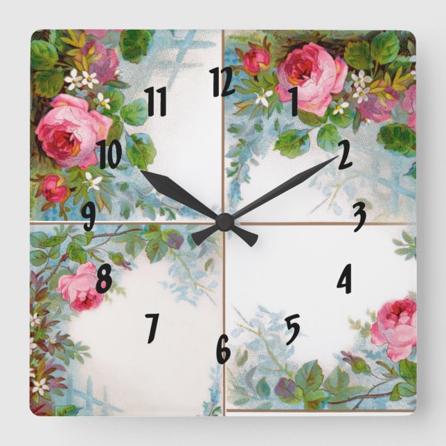 HORLOGE CARRÉE ROSES & JASMINES MONOGRAMME (Recto)