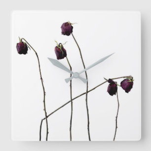 Horloge Carrée Roses rouges