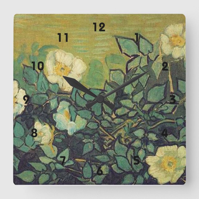 Horloge Carrée Roses sauvages, 1890. Vincent van Gogh. (Recto)