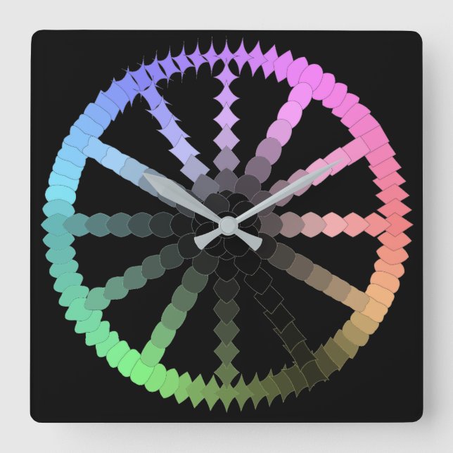 Horloge Carrée Roue Pastel Evolution unique avec Arrière - plan n (Recto)