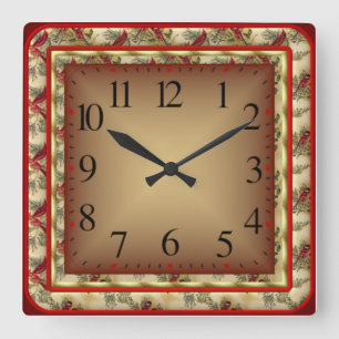 Horloge Carrée Rouge