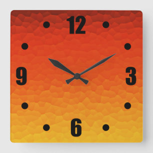 Horloge Carrée Rouge Burnt Orange to Gold Ombre CrackMotif