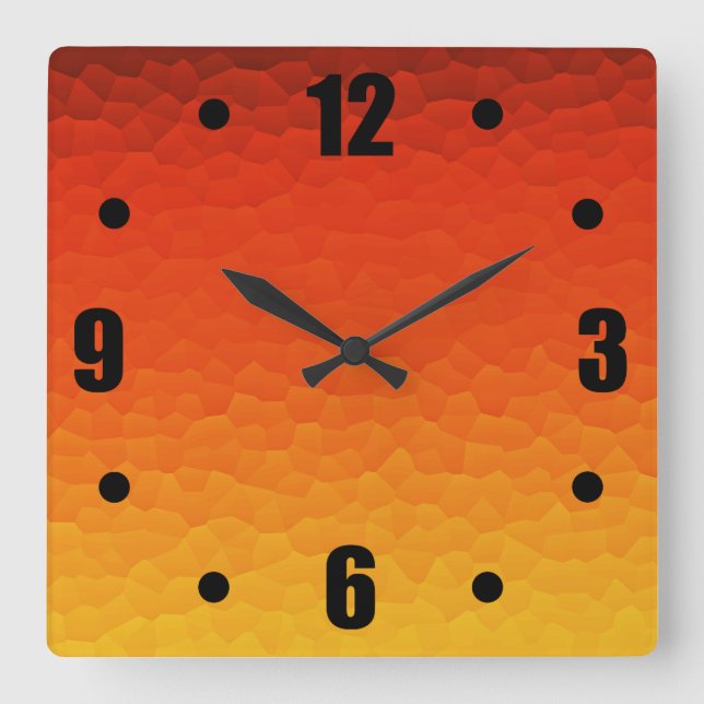 Horloge Carrée Rouge Burnt Orange to Gold Ombre CrackMotif (Recto)