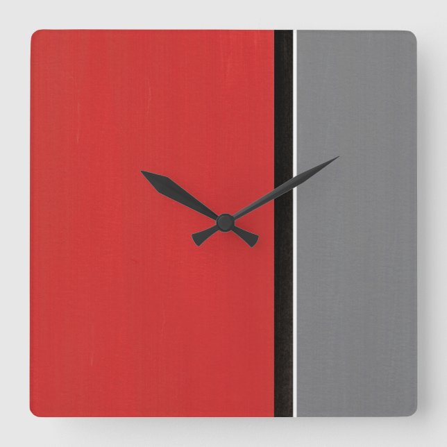 Horloge Carrée Rouge gris moderne (Recto)