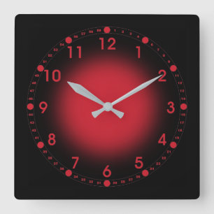 Horloge Carrée Rouge néon