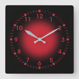 Horloge Carrée Rouge néon