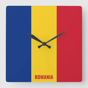 Horloge Carrée Roumanie Drapeau national Patriotique