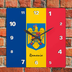 Horloge Carrée Roumanie Horloge, maison patriotique, Drapeau roum