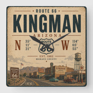 Horloge Carrée Route Historique 66 d'Art à Kingman Arizona