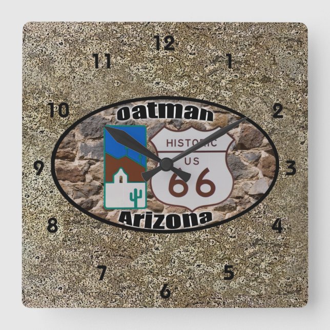 Horloge Carrée Route historique 66 ~ Oatman, Arizona (Recto)
