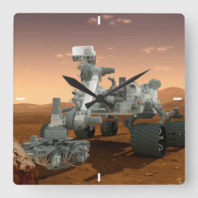 Horloge Carrée Rover Curiosity Du Laboratoire Scientifique Mars.  (Recto)