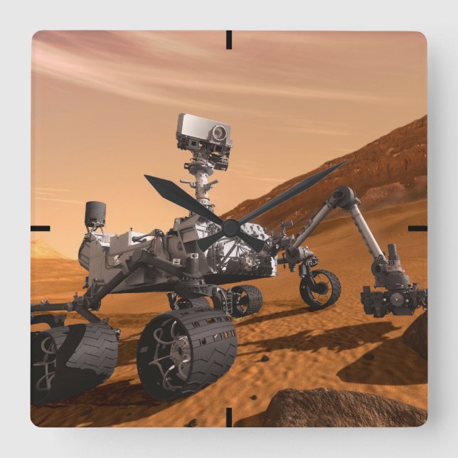 Horloge Carrée Rover Curiosity Du Laboratoire Scientifique Mars. (Recto)