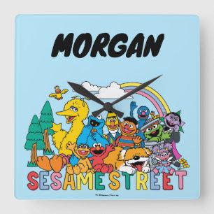 Horloge Carrée Rue Sésame   Rainbow Wave   Ajouter Votre Nom