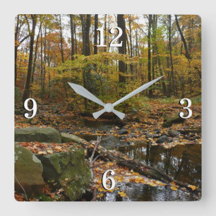 Horloge Carrée Ruisseau de Fall avec reflet au parc Laurel Hill