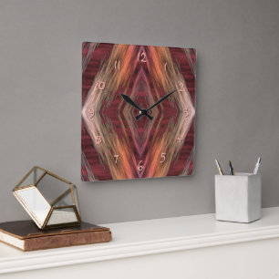 Horloge Carrée Russe Mosaic Amérindien Cabine Motif