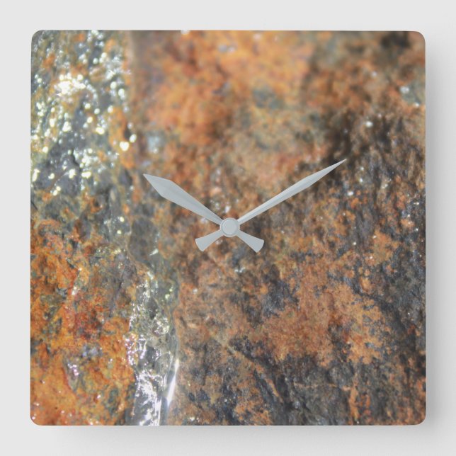 Horloge Carrée Rust Grey White Mineral Texture (Recto)