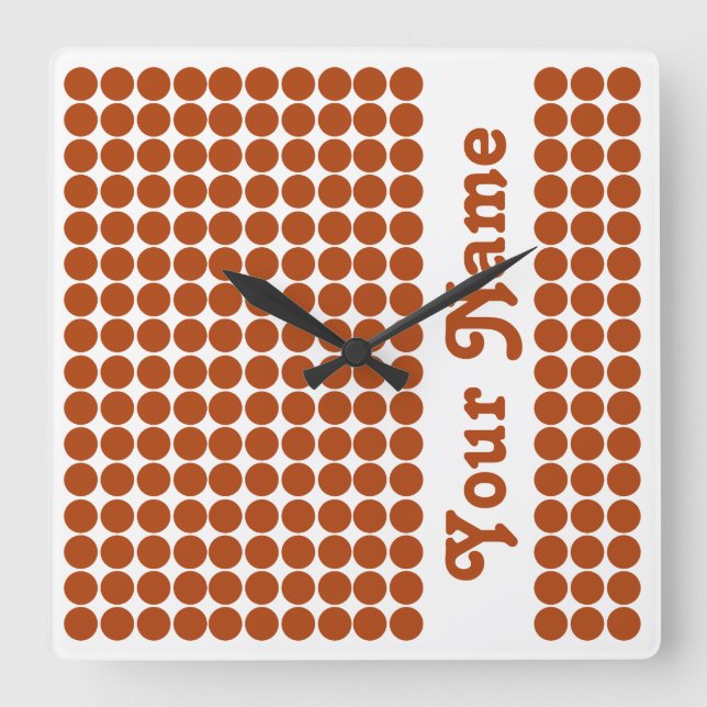 Horloge Carrée Rust Red Safari Dot (Recto)