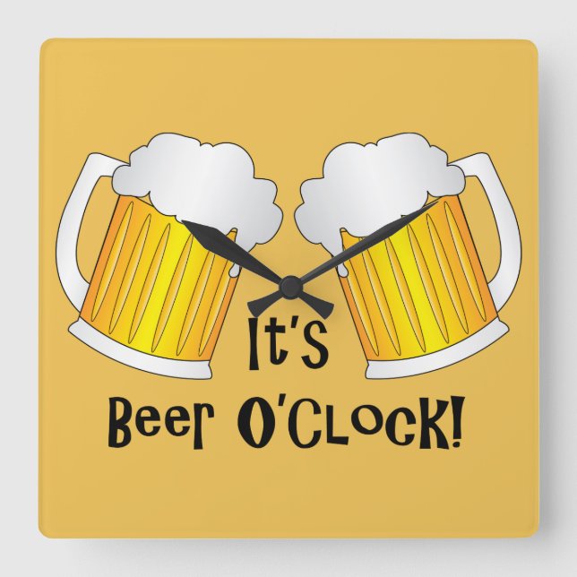 Horloge Carrée Sa Beer O'Clock Time Funny Wall Clock (Recto)