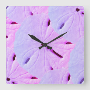 Horloge Carrée Sable Dollar Plage violet violet rose Plutôt