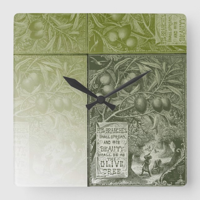 Horloge Carrée Sage Olive Tree (Recto)