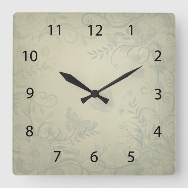 Horloge Carrée Sage Vert Vintage (Recto)