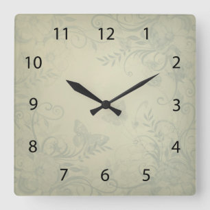 Horloge Carrée Sage Vert Vintage