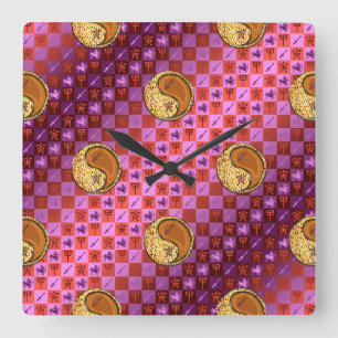 Horloge Carrée Sagittaire & Tigre de Bois