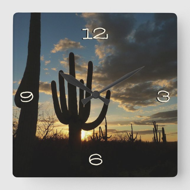 Horloge Carrée Saguaro Sunset II Arizona (Recto)