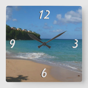 Horloge Carrée Saint Lucia Beach Paysage tropical