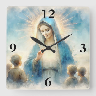 Horloge Carrée Sainte Vierge Marie et enfants