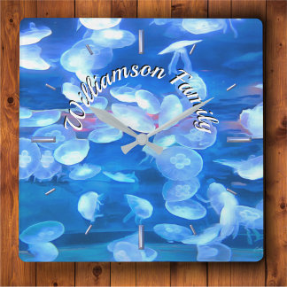 Horloge Carrée San Francisco Aquarium Jellyfish 0925
