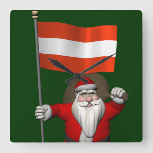 Horloge Carrée Santa Claus Avec L'Ensigne D'Österreich
