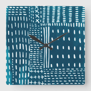 Horloge Carrée Sashiko Stitches