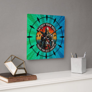 Horloge Carrée Satisfaites Votre Âme Échangez pour le Chevalier d