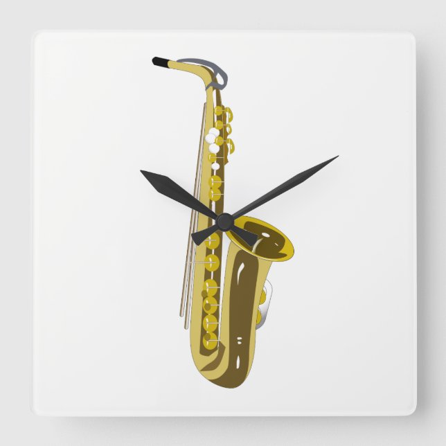 Horloge Carrée Saxophone (Recto)