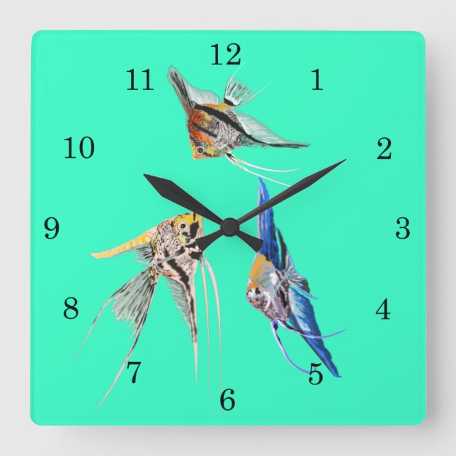Horloge Carrée Scalar Fishes - choose / add your colors (Recto)