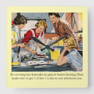 Horloge Carrée Scène de décoration de gâteau vintage