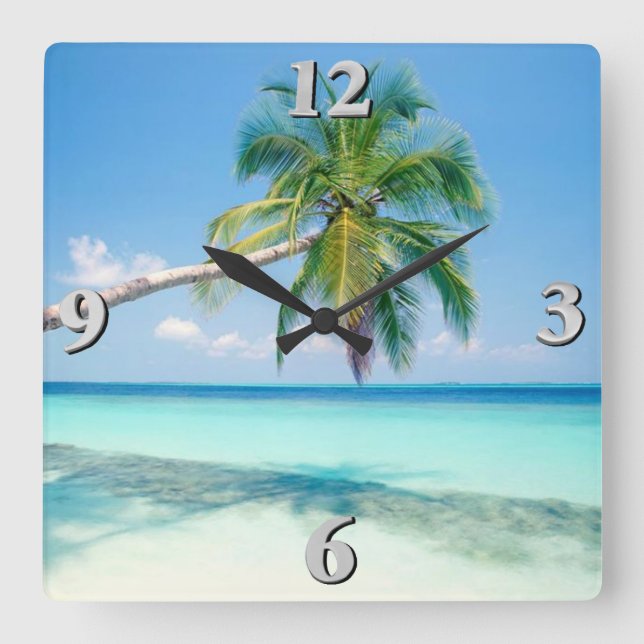 Horloge Carrée Scène de plage 2 (Recto)
