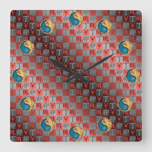 Horloge Carrée Scorpion & Lapin de Feu